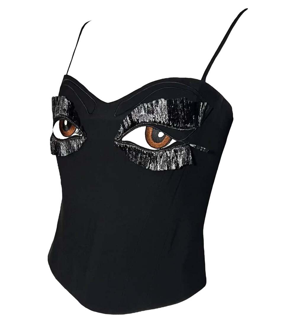 Moschino Couture Vintage S/S 1990 Eyes Bustier Corset Boning Throughout - Picture 2 of 4